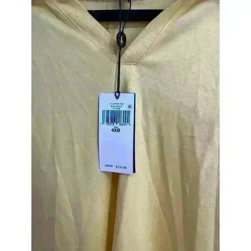 Polo Ralph Lauren Solid‎ Yellow Buttonless Collar Neck Shirt - Men's 4XB